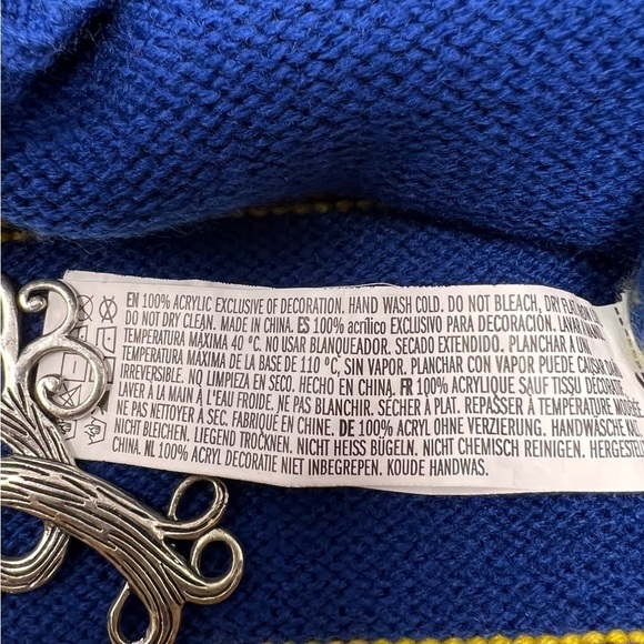 Disney x Forever 21 Daffy Duck Long Sleeve Crew Neck Sweater Size L Blue Gold - Picture 8 of 11